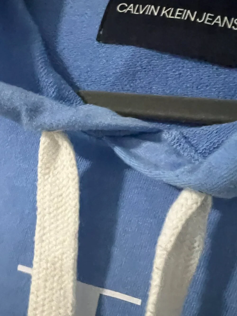 Calvin Klein Jeans Hoodie Womens Medium Blue Tie Dye CK Logo Cropped Sweatshirt - Picture 3 of 10